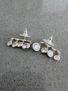 Kendra Scott Gold and Crystal Climber/Dangle Earrings